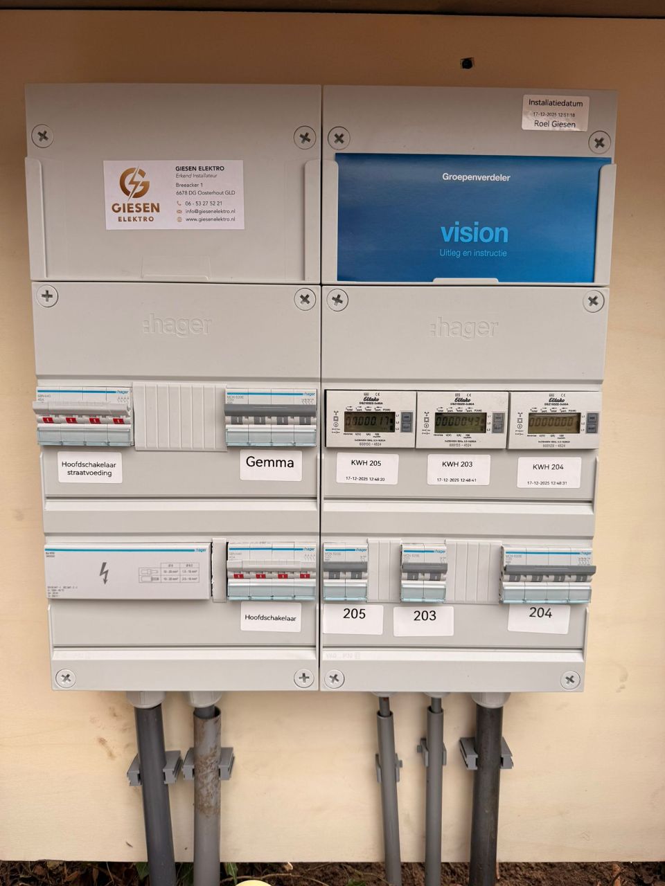 Nieuwe Hager groepenkast geïnstalleerd door Giesen Elektro